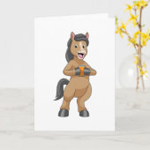 Paard met mok sinaasappelsap kaart (Gele Bloem)