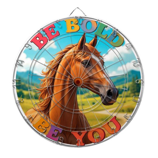 Paard met Motiverende Spreuk Dartbord (Voorkant)