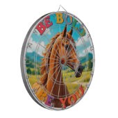 Paard met Motiverende Spreuk Dartbord (Voorkant Links)