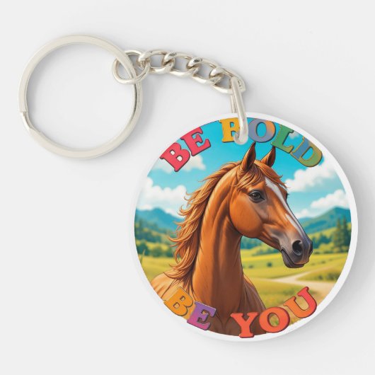 Paard met Motiverende Spreuk Sleutelhanger (Voorkant)