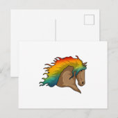 Paard met regenbooghaar briefkaart (Voorkant / Achterkant)