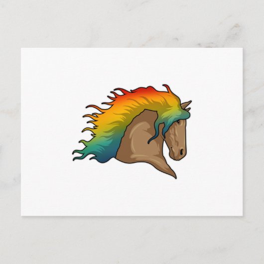 Paard met regenbooghaar briefkaart (Voorkant)