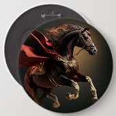 paard met rode jas ronde button 6,0 cm (Voorkant /achterkant)