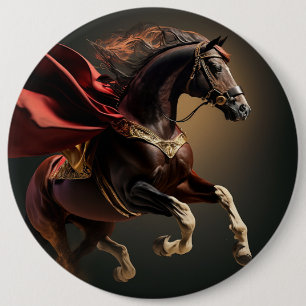 paard met rode jas ronde button 6,0 cm