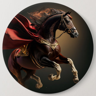 paard met rode jas ronde button 6,0 cm