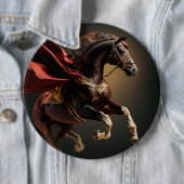 paard met rode jas ronde button 6,0 cm (In situ)