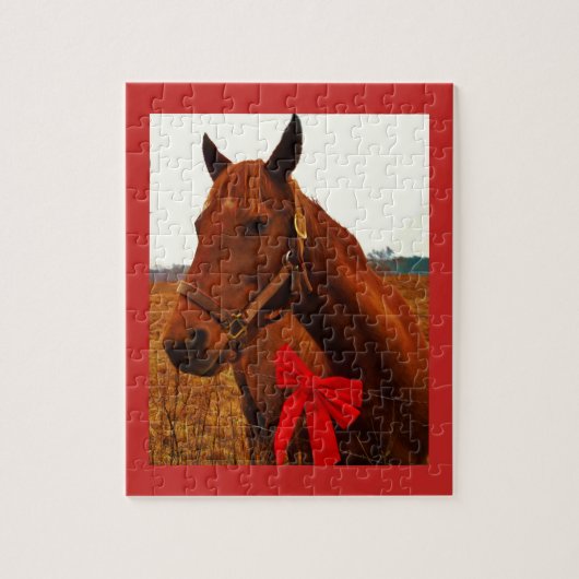 Paard met Rode Strik Legpuzzel (Verticaal)