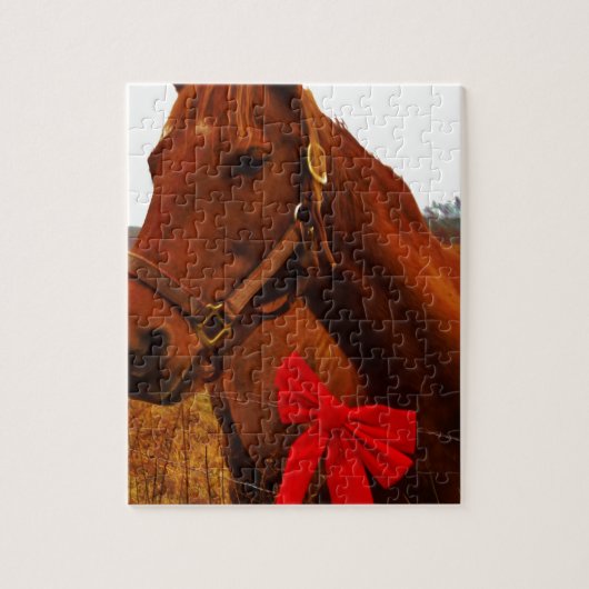 Paard met Rode Strik Legpuzzel (Verticaal)