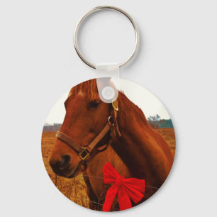 Paard met Rode Strik Sleutelhanger