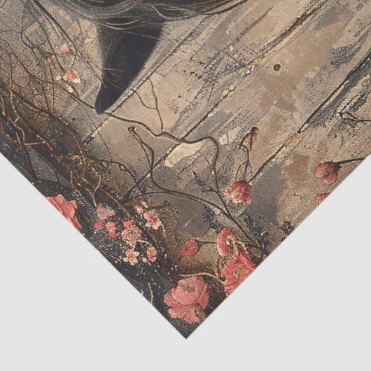 Paard met roze bloemen Decoupage Tissuepapier (Detail)