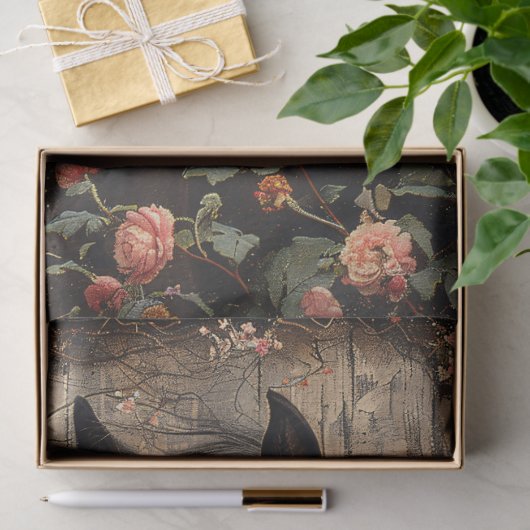 Paard met roze bloemen Decoupage Tissuepapier (Geschenk)