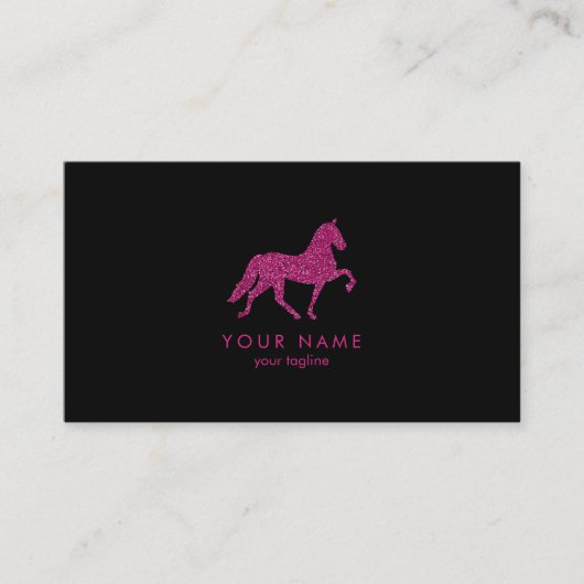 Paard met Roze Glitter | Paardentrainer Visitekaartje (Voorkant)