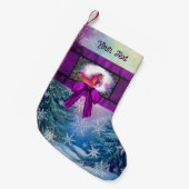 Paard met vakantielint en winterscène kleine kerstsok (Voorkant (Hangend))