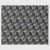 Paard met verlichte kerstkrans cadeaupapier (Vlak)