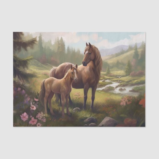 Paard met veulen tissuepapier (Voorkant)