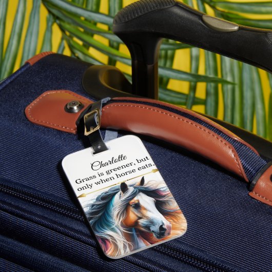 Paard met weelderige manen bagagelabel (Voorkant Insitu 1)