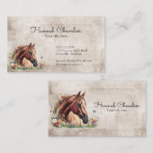 Paard met wilde bloem, land ruitersport visitekaartje (Voorkant / Achterkant)