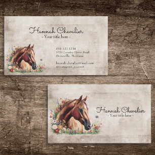 paard met wilde bloem, landelijke equestrian visitekaartje