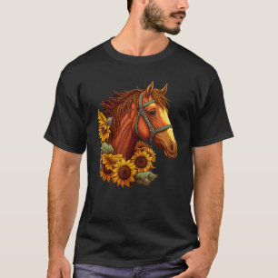 Paard Met Zonnebloemen Cute Paard Vrouwen Meisjes T-shirt