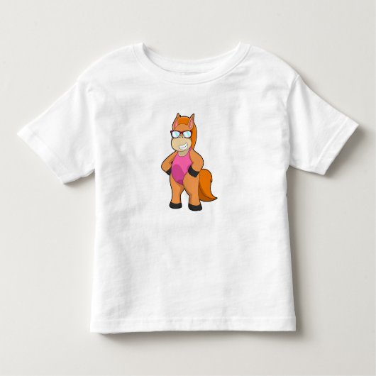 Paard met zonnebril kinder shirts (Voorkant)