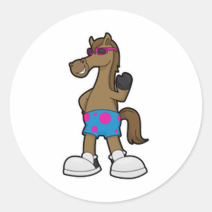 Paard met Zonnebril Ronde Sticker