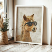 Paard met Zonnebril Schilderen Whimsical Art Poster