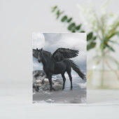 paard met zwarte Pegasus Briefkaart (Staand voorkant)