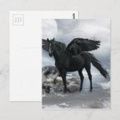 paard met zwarte Pegasus Briefkaart (Voorkant / Achterkant)