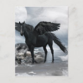 paard met zwarte Pegasus Briefkaart (Voorkant)