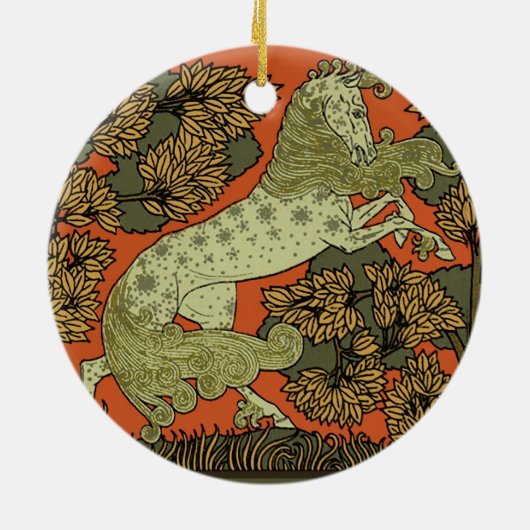 Paard Middeleeuwse Kunst Ambachtelijke Nieuwe Kuns Keramisch Ornament (Achterkant)