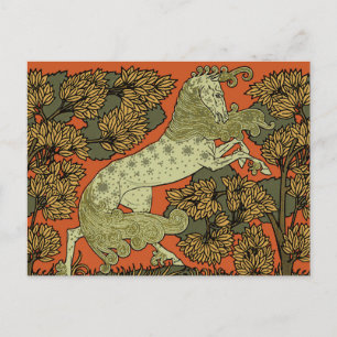 Paard middeleeuwse kunst ambachten Art Nouveau Briefkaart