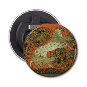 Paard middeleeuwse kunst ambachten Art Nouveau Button Flesopener (Voorkant)