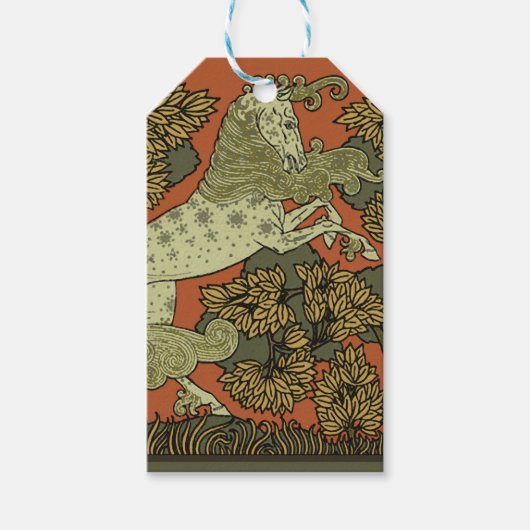 Paard middeleeuwse kunst ambachten Art Nouveau Cadeaulabel (Voorkant)