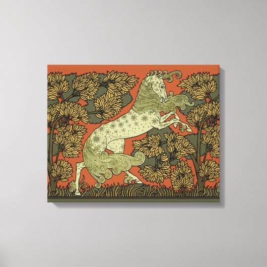 Paard middeleeuwse kunst ambachten Art Nouveau Canvas Afdruk (Voorkant)