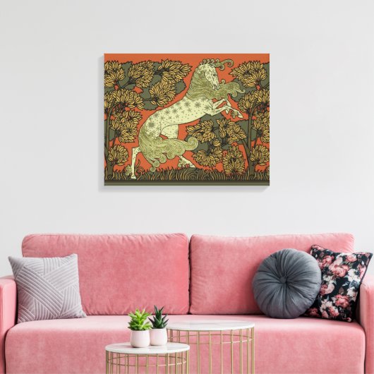 Paard middeleeuwse kunst ambachten Art Nouveau Canvas Afdruk (Insitu (Woonkamer))