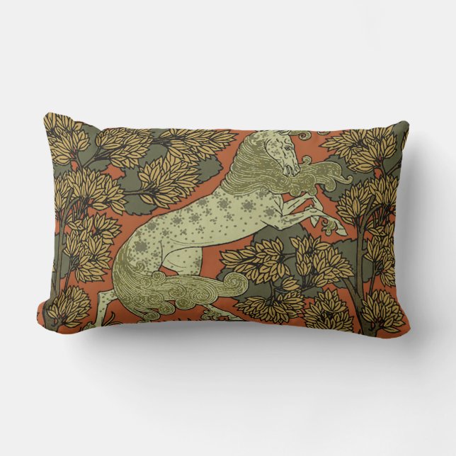 Paard middeleeuwse kunst ambachten Art Nouveau Kussen (Voorkant)