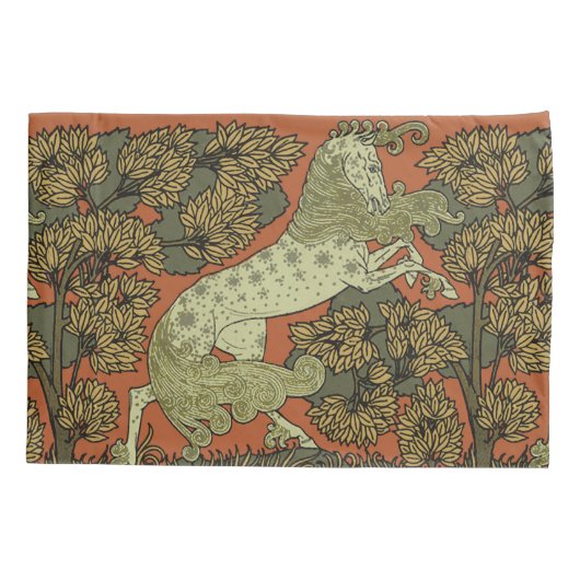 Paard middeleeuwse kunst ambachten Art Nouveau Kussensloop (Achterkant)