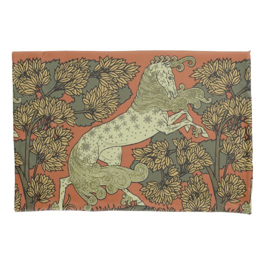 Paard middeleeuwse kunst ambachten Art Nouveau Kussensloop (Voorkant)