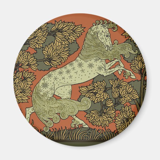 Paard middeleeuwse kunst ambachten Art Nouveau Magneet (Voorkant)