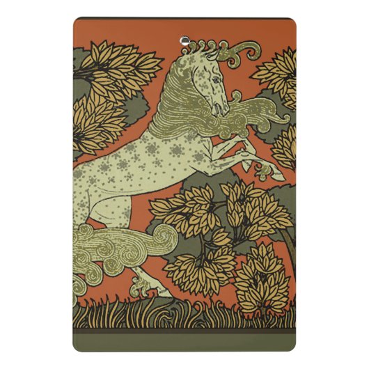 Paard middeleeuwse kunst ambachten Art Nouveau Mini Klembord (Achterkant)