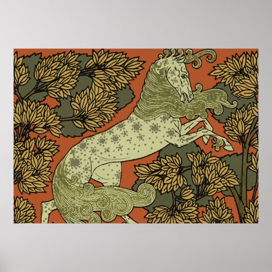Paard middeleeuwse kunst ambachten Art Nouveau Poster (Voorkant)
