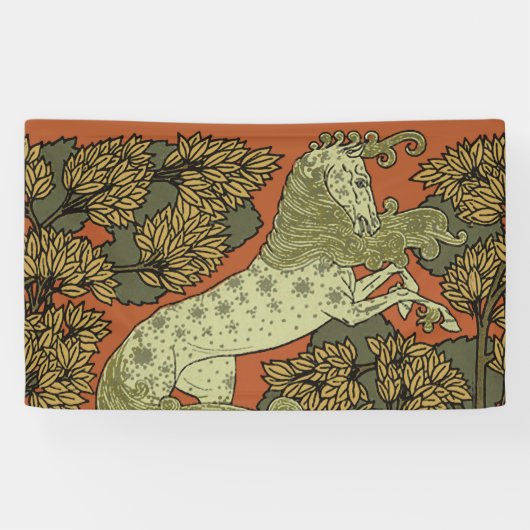Paard middeleeuwse kunst ambachten Art Nouveau Spandoek (Horizontaal)