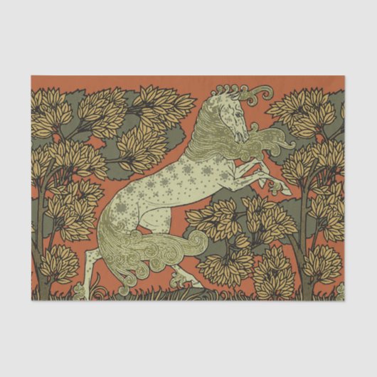 Paard middeleeuwse kunst ambachten Art Nouveau Tissuepapier (Voorkant)