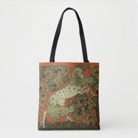 Paard middeleeuwse kunst ambachten Art Nouveau Tote Bag (Voorkant)