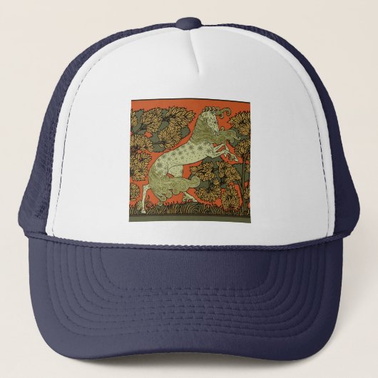 Paard middeleeuwse kunst ambachten Art Nouveau Trucker Pet (Voorkant)