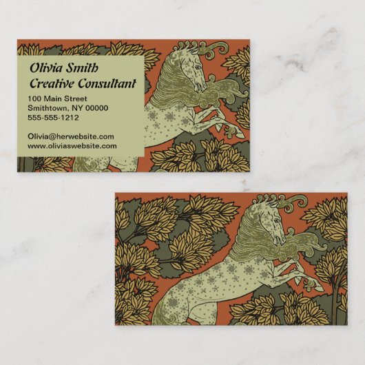 Paard middeleeuwse kunst ambachten Art Nouveau Visitekaartje (Voorkant / Achterkant)