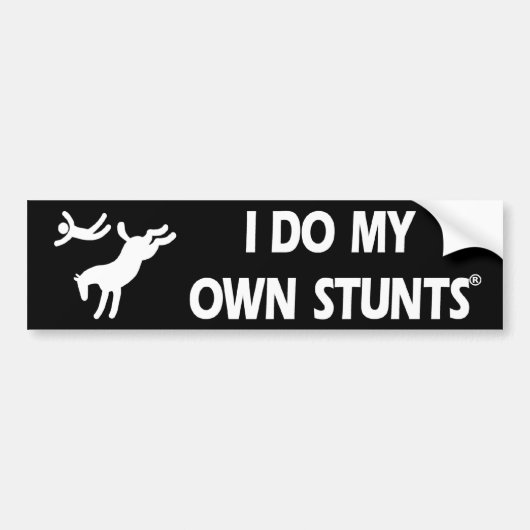 Paard mijn eigen stunts bumpersticker (Voorkant)
