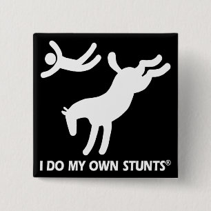 Paard mijn eigen stunts vierkante button 5,1 cm