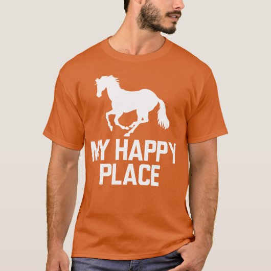 Paard Mijn Happy Place grappig T-shirt (Voorkant)
