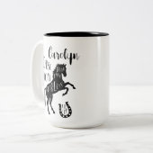 Paard Moeder Mooi Vrees Sterke Geluksnaam Tweekleurige Koffiemok (Voorkant links)